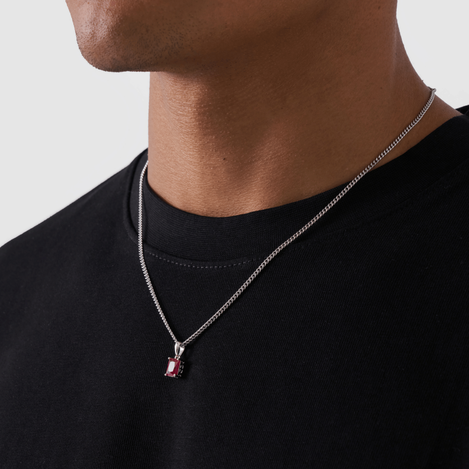 Ruby Stone Pendant (Silver)