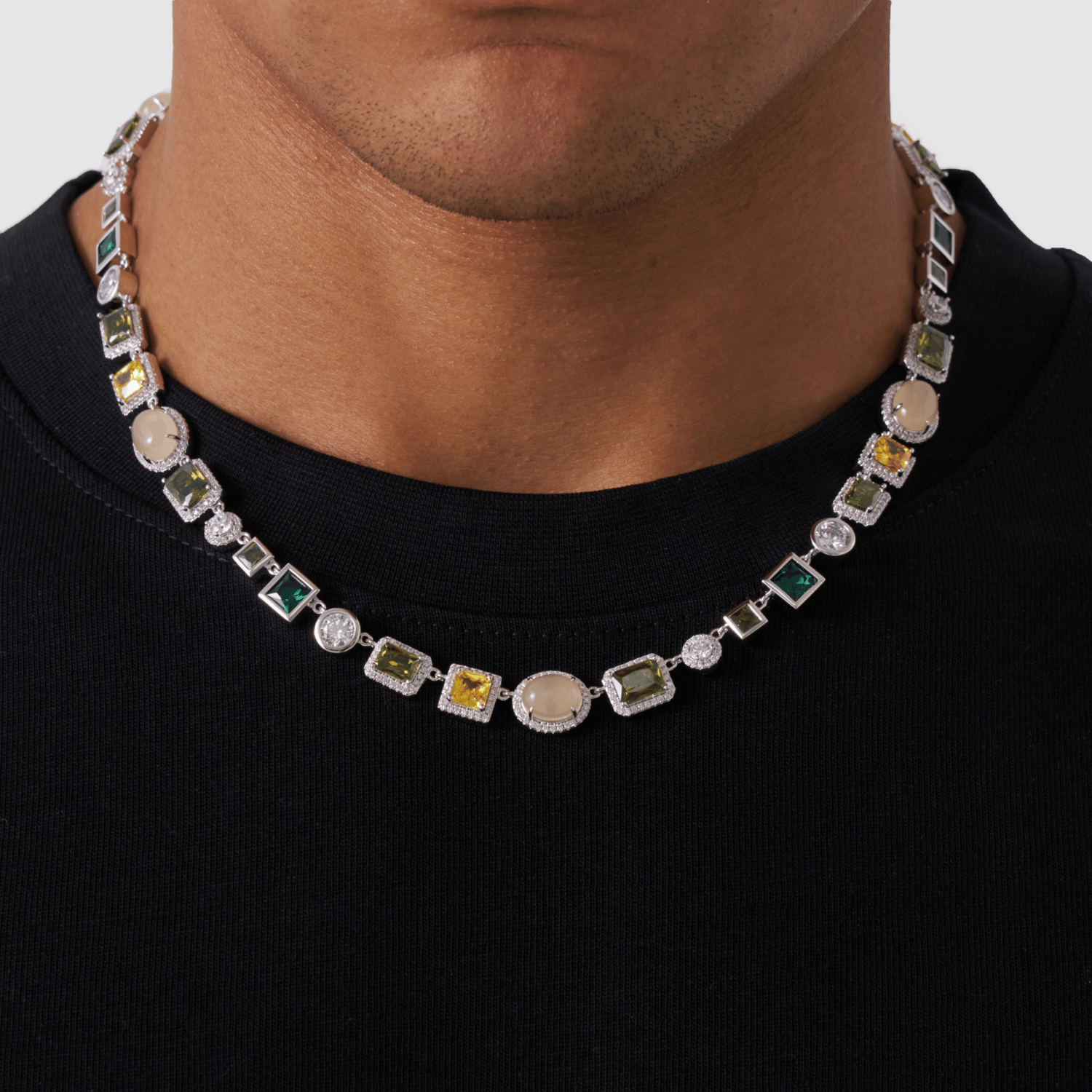 Emerald Gemstone Necklace (Silver)