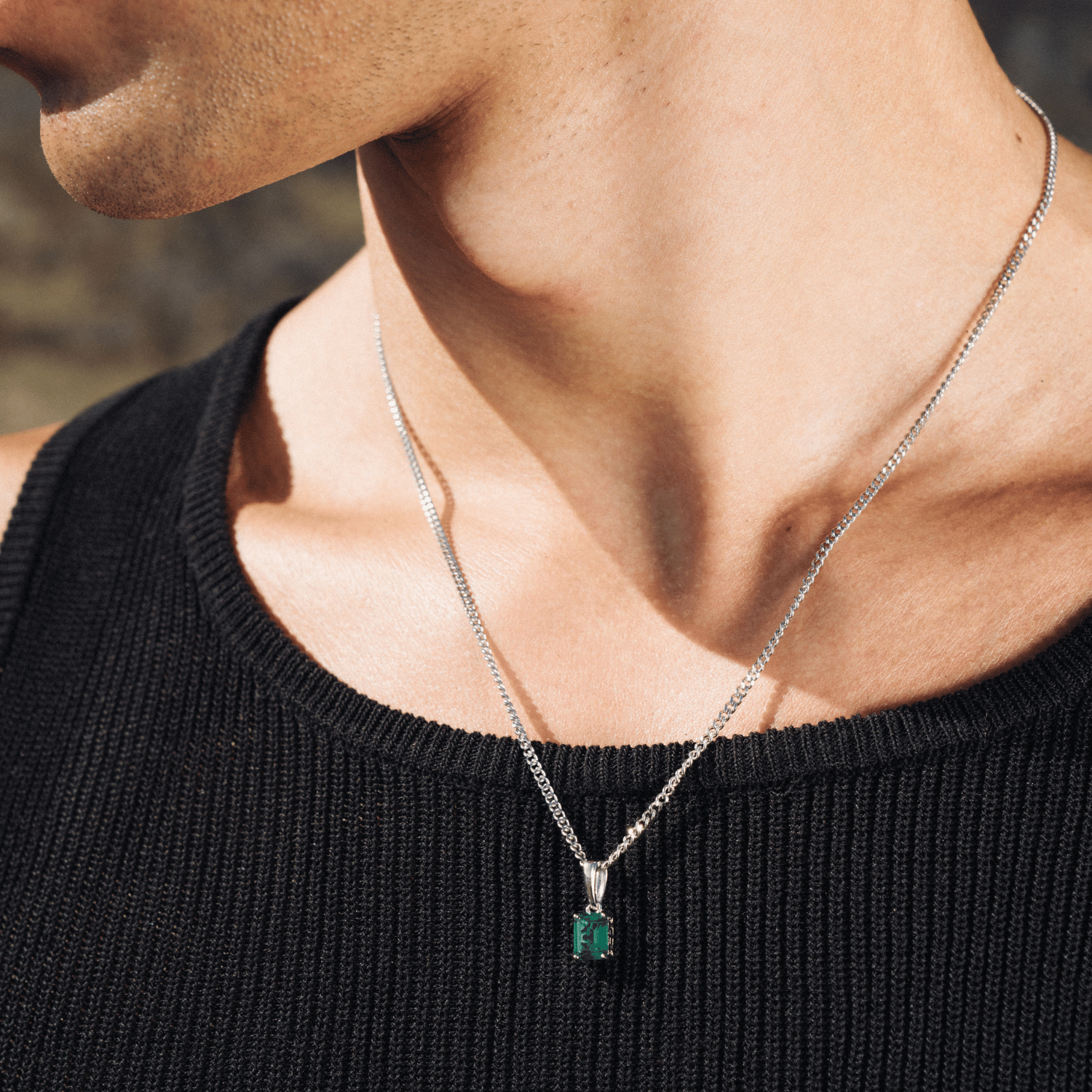 Emerald Stone Pendant (Silver)