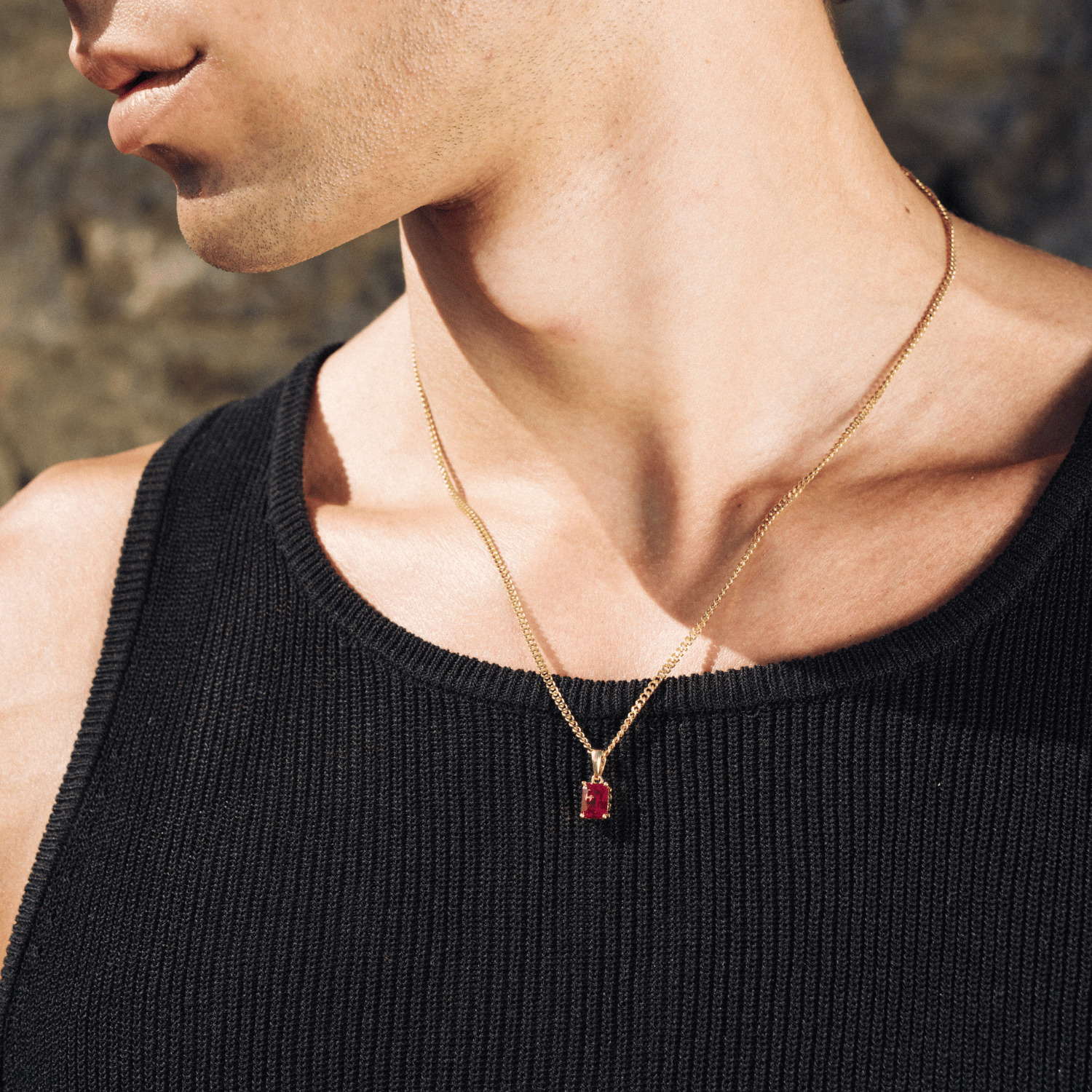 Ruby Stone Pendant (Gold)
