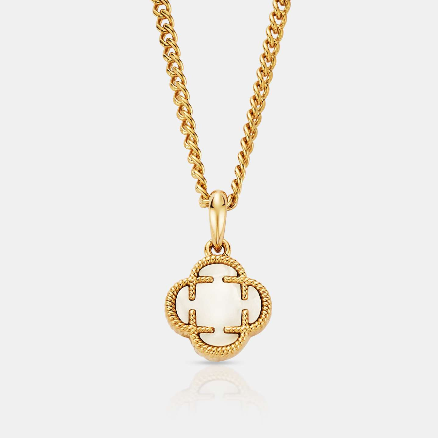 White Clover Stone Pendant (Gold)